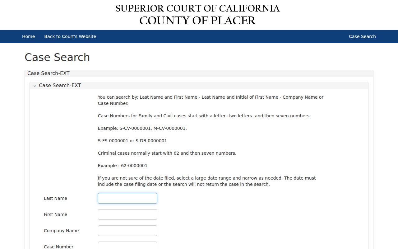 Roseville people search through Placer Superior Court case access